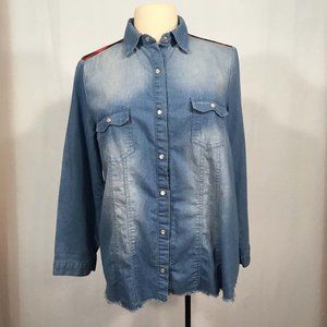 Southern Stitch‎ Womens Denim Plaid Flannel Shirt M